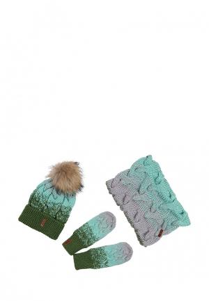 Комплект варежки, снуд и шапка Sava Mari. Цвет: разноцветный