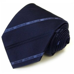 Мужской полосатый галстук под рубашку 824263 Roberto Cavalli. Цвет: синий
