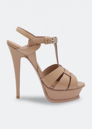 Шлепанцы Tribute platform sandals, бежевый Saint Laurent