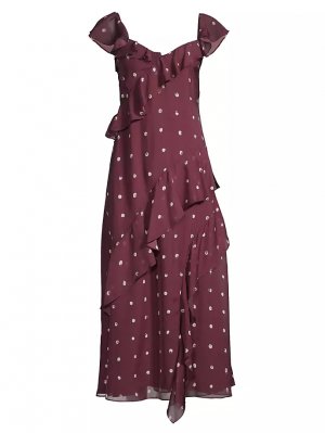 Платье миди из шелкового шифона в горошек Paint Dot, мультиколор Jason Wu