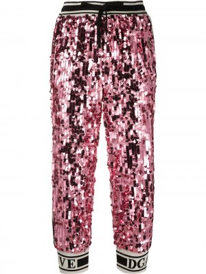 Спортивные брюки с пайетками Dolce & Gabbana. Цвет: розовый