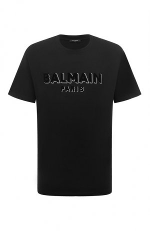 Хлопковая футболка Balmain. Цвет: чёрный