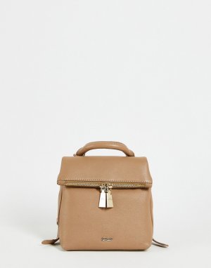 Коричневый кожаный рюкзак с откидным верхом на молнии -Коричневый цвет Paul Costelloe