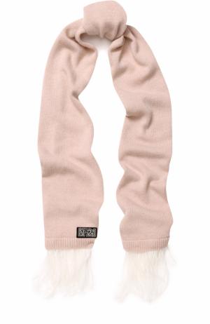 Вязаный шарф с пером страуса No. 21. Цвет: светло-розовый