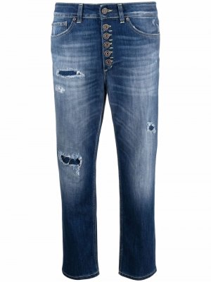 Укороченные джинсы с эффектом потертости DONDUP. Цвет: синий