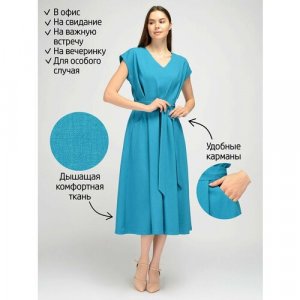 Платье , в классическом стиле, размер 52, бирюзовый Viserdi. Цвет: синий