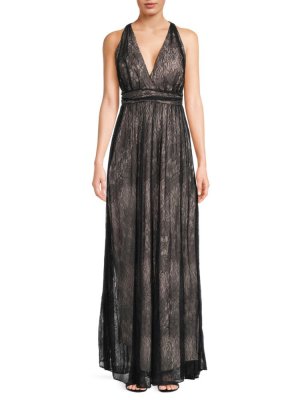 Кружевное платье с перекрещенной спиной , черный Donna Karan