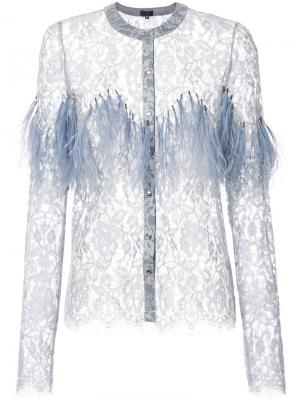 Кружевная блузка с перьями Maki Oh. Цвет: серый