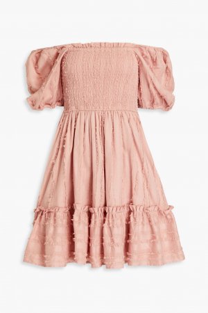 Платье мини Okimi Loulou со сборками из хлопка и льна TIGERLILY, розовый Tigerlily
