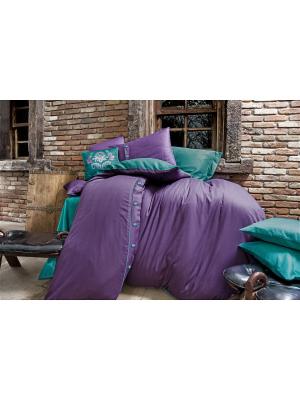 Комплект постельного белья DAWSON Purple/Пурпурный, добби сатин, 200ТС, 100% хлопок, евро ISSIMO Home. Цвет: фиолетовый