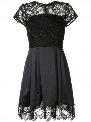 Атласное коктейльное платье с цветочным принтом Paule Ka. Цвет: черный