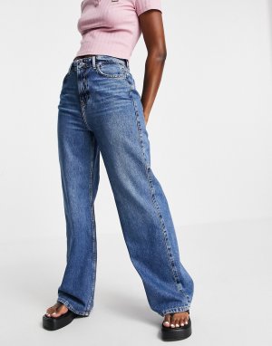Синие джинсы винтажного кроя с широкими штанинами -Голубой New Look