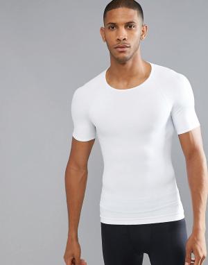 Белая компрессионная футболка из хлопка Spanx. Цвет: белый