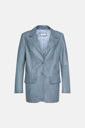 Однобортный пиджак из натуральной кожи , темно-синий Warehouse