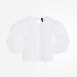 Блузка Puff-sleeved Organza, белый H&M