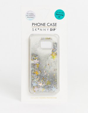 Чехол для Samsung S7 с блестками -Серебристый Skinnydip