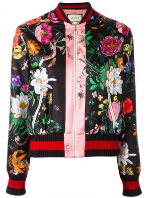 Куртка-бомбер с цветочным принтом Gucci. Цвет: многоцветный