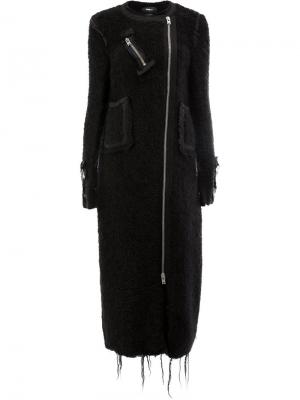 Асимметричное пальто с бахромой Yang Li. Цвет: чёрный