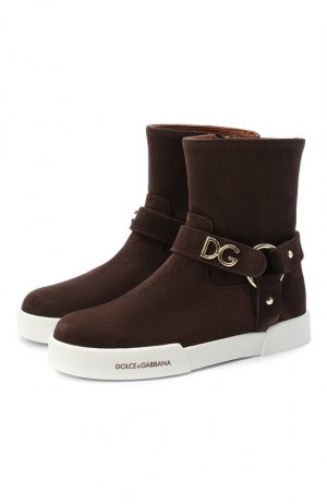 Замшевые ботинки Dolce & Gabbana. Цвет: коричневый