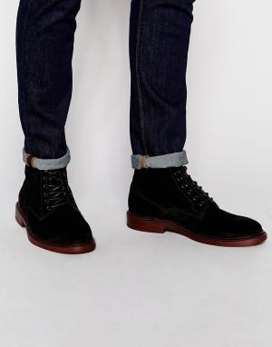 Derby Boots in Black Suede With Chunky Sole ASOS. Цвет: черный