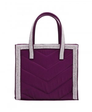 Женская стеганая сумка-портфель с шевроном и кристаллической отделкой , фиолетовый Nina