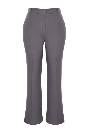 Серые креповые брюки больших размеров с высокой талией , серый Trendyol