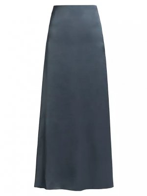 Атласная юбка-трапеция макси , цвет petrolio Fabiana Filippi