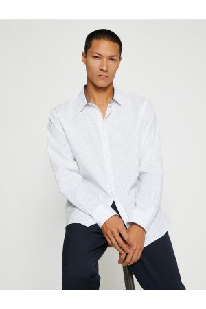 Базовая рубашка Классический воротник с длинным рукавом Приталенный крой Без железа , белый Koton