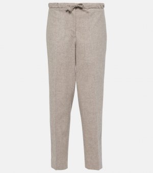Укороченные прямые брюки из шерсти , бежевый Jil Sander