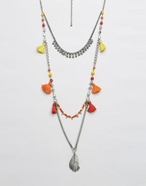 Ожерелье с кисточками Glamorous. Цвет: серебряный