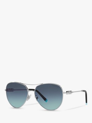 Женские солнцезащитные очки-пилоты TF3083B, серебристо-синий с градиентом Tiffany & Co