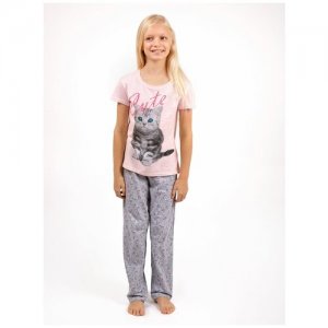 Пижама для девочки MOR, TS9-1187-PM/розовый, размер 122-128 T-SOD. Цвет: розовый/серый
