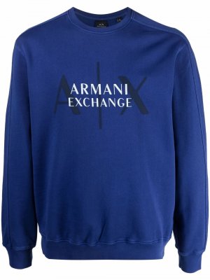 Пуловер с логотипом Armani Exchange. Цвет: синий