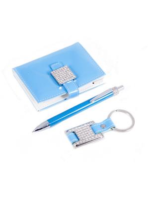Подарочный набор: ручка, визитница, брелок Русские подарки. Цвет: голубой