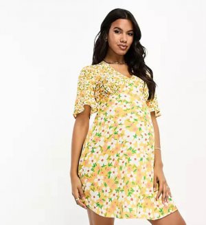Платье мини Wednesday's Girl Maternity Floral, желтый Wednesday's