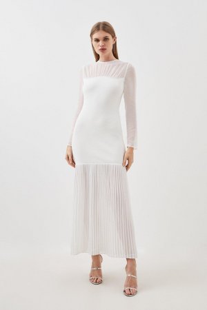 Тканое платье смешанного трикотажа в форме повязки , белый Karen Millen