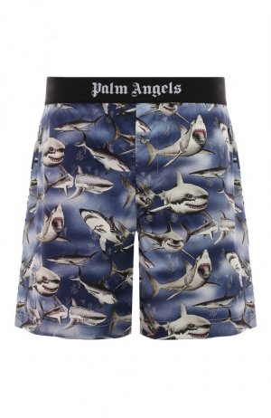 Хлопковые шорты Palm Angels. Цвет: голубой