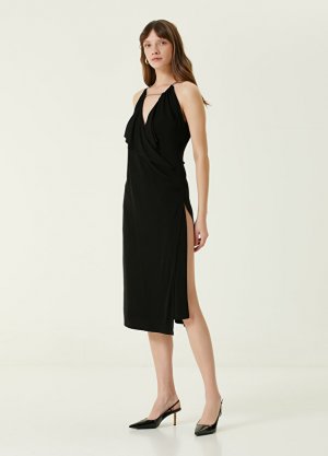 Черное коктейльное платье-миди Givenchy