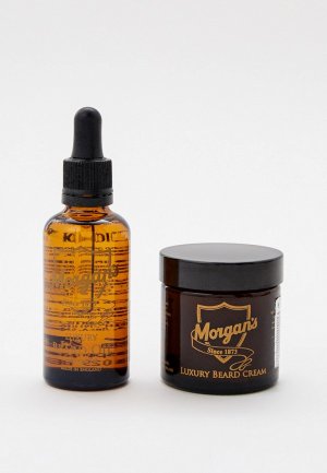 Набор для ухода за бородой Morgans и усами, Премиальный подарочный Morgans, масло 50 мл + крем. Цвет: прозрачный
