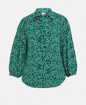 Шелковая блузка-рубашка , темно-зеленый Cefinn