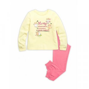 Пижама , размер 7/122, коралловый, розовый Pelican. Цвет: розовый/розовый-желтый/желтый/коралловый