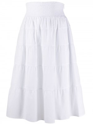 Многослойная юбка миди Prada. Цвет: белый