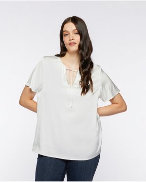 Женская атласная блузка с вышивкой , белый Fiorella Rubino