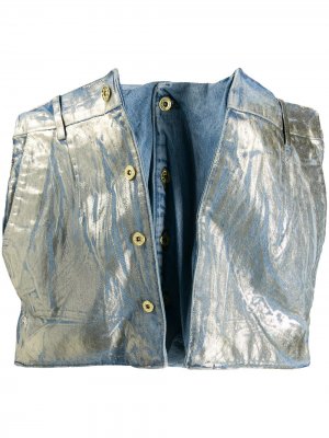 Деконструированная джинсовая юбка с эффектом металлик Y/Project. Цвет: синий