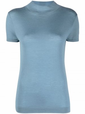 Кашемировая футболка с высоким воротником N.Peal. Цвет: синий