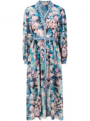 Платье-рубашка с принтом Garden Cacti Temperley London. Цвет: синий