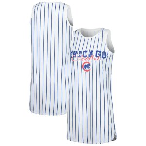 Женская спортивная белая ночная рубашка без рукавов в тонкую полоску с катушкой Chicago Cubs Unbranded