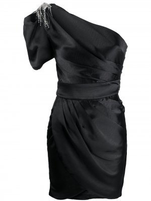 Декорированное платье на одно плечо Misha Collection. Цвет: черный