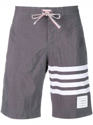 Плавки-шорты с полосками 4-Bar Thom Browne. Цвет: серый