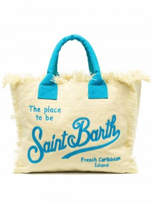 Пляжная сумка с вышитым логотипом Mc2 Saint Barth. Цвет: желтый